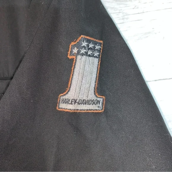 Harley-Davidson Iron Block Shirt Men's 3XL Black Button Up Garage Mechanic Wings - Picture 3 of 11